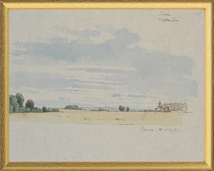 Blick über Felder in Richtung Wald – 1847