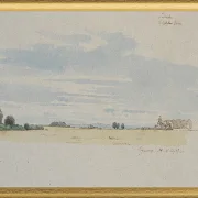 Blick über Felder in Richtung Wald – 1847