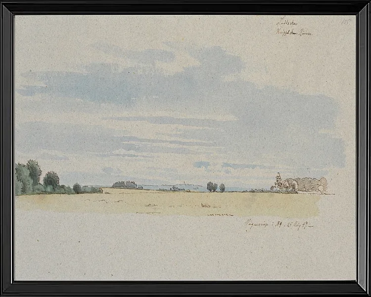 Blick über Felder in Richtung Wald – 1847