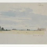 Blick über Felder in Richtung Wald – 1847