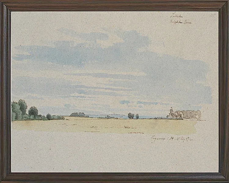 Blick über Felder in Richtung Wald – 1847