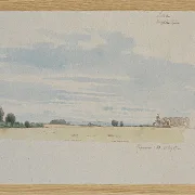 Blick über Felder in Richtung Wald – 1847