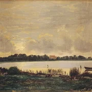 Blick über den Præstø-Fjord auf das Herrenhaus von Nysø – 1845