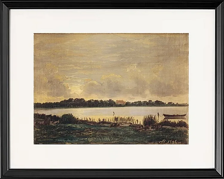 Blick über den Præstø-Fjord auf das Herrenhaus von Nysø – 1845