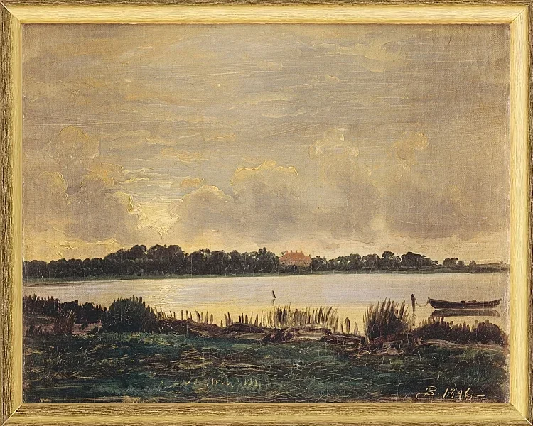 Blick über den Præstø-Fjord auf das Herrenhaus von Nysø – 1845