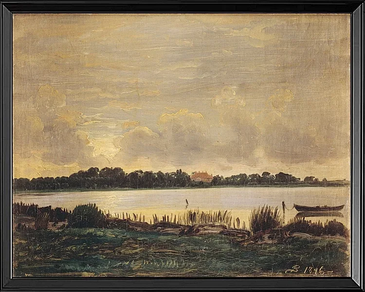 Blick über den Præstø-Fjord auf das Herrenhaus von Nysø – 1845