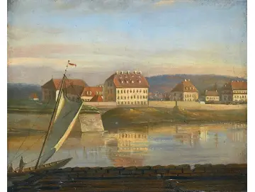 Blick über die Elbe und die Kaserne - 1818