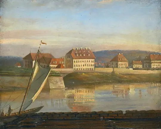 Blick über die Elbe und die Kaserne - 1818