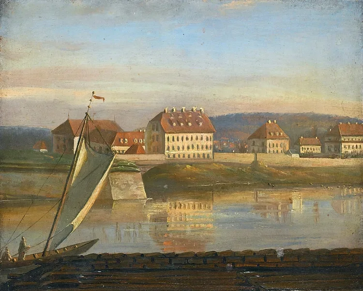 Blick über die Elbe und die Kaserne - 1818