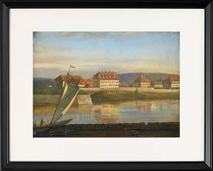 Blick über die Elbe und die Kaserne - 1818