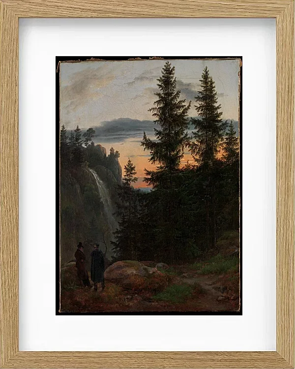 Blick über eine Bergschlucht mit Wasserfall - 1823