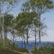 Blick durch Buchen über einen Fjord – 1849