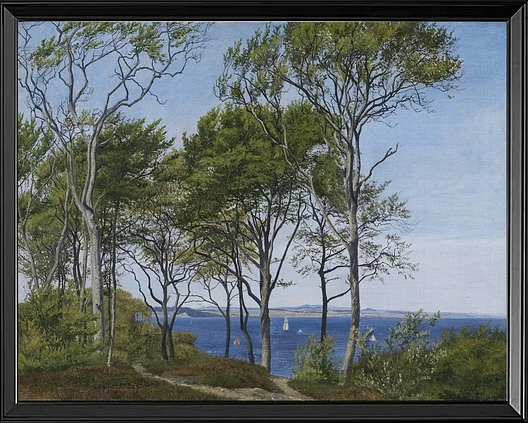 Blick durch Buchen über einen Fjord – 1849