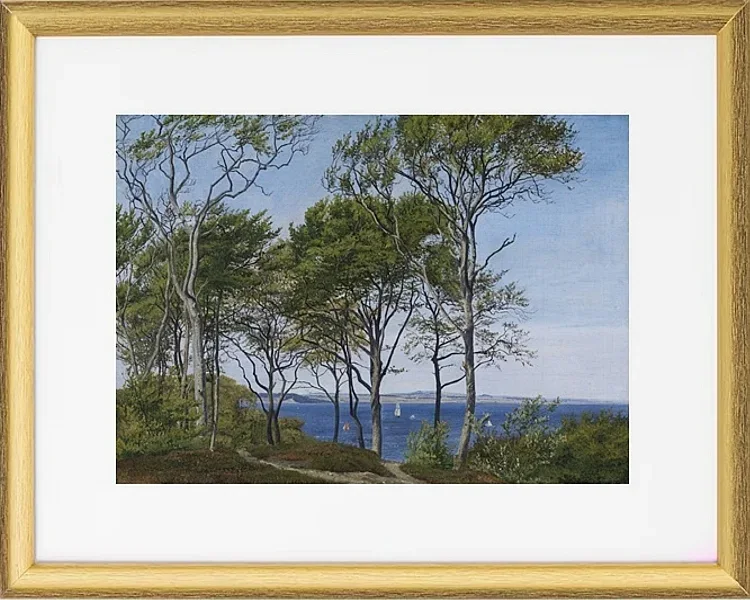 Blick durch Buchen über einen Fjord – 1849