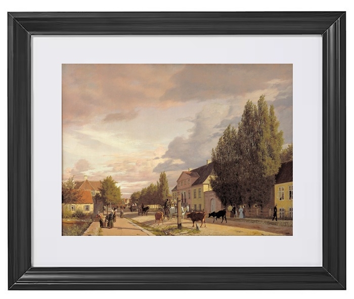 Blick auf eine Straße in Østerbro außerhalb von Kopenhagen. Morgenlicht - 1836