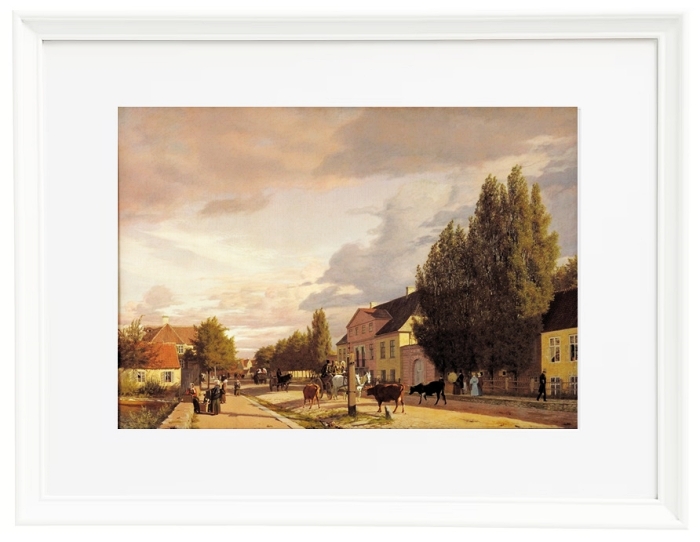 Blick auf eine Straße in Østerbro außerhalb von Kopenhagen. Morgenlicht - 1836