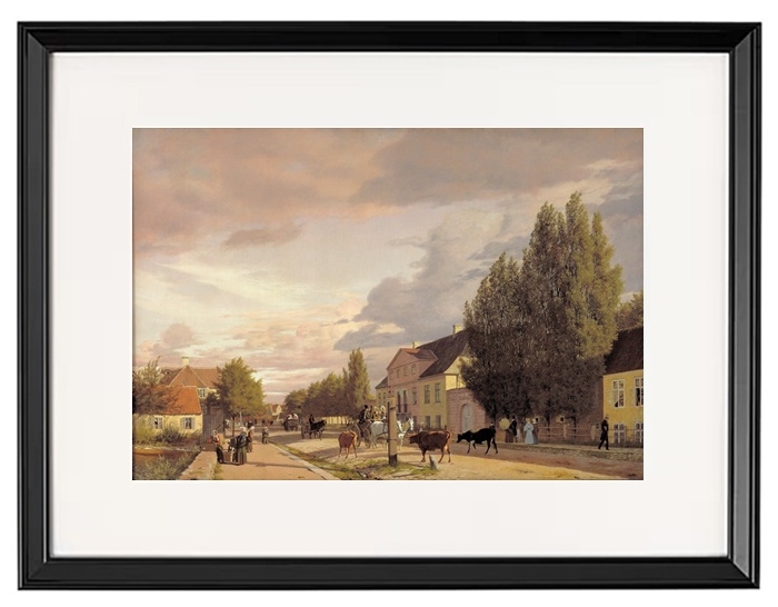 Blick auf eine Straße in Østerbro außerhalb von Kopenhagen. Morgenlicht - 1836