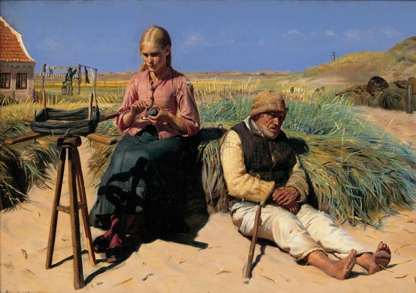 Blinder Kristian und Tine in der Düne – 1880