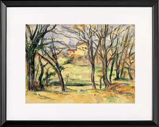 Bäume und Häuser in der Nähe des Jas de Bouffan - 1885