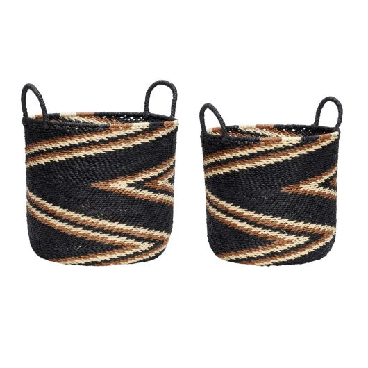 Zigzag Baskets Black (set of 2)