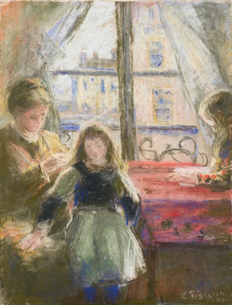Camille Pissarro - Am Fenster 1878 | Giclée Kunstdruck gerahmt