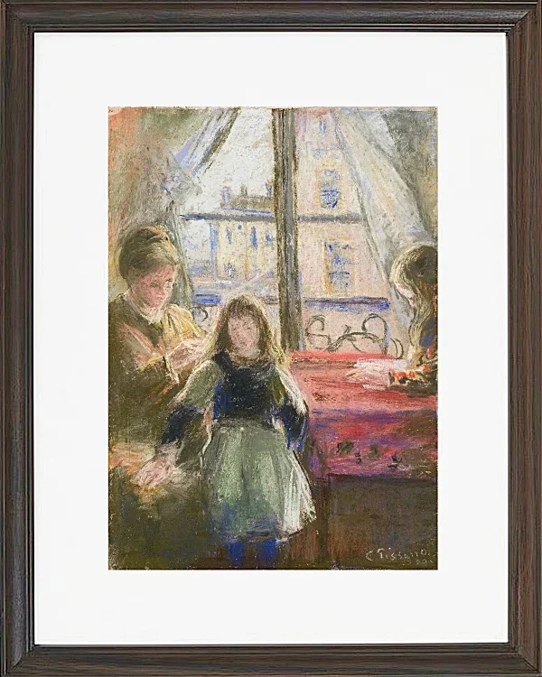 Camille Pissarro - Am Fenster 1878 | Giclée Kunstdruck gerahmt