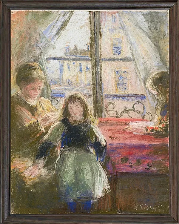 Camille Pissarro - Am Fenster 1878 | Giclée Kunstdruck gerahmt