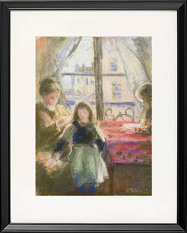 Camille Pissarro - Am Fenster 1878 | Giclée Kunstdruck gerahmt