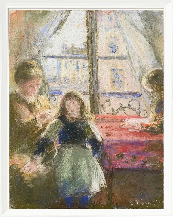 Camille Pissarro - Am Fenster 1878 | Giclée Kunstdruck gerahmt