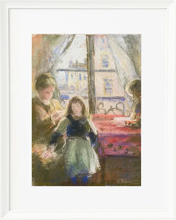 Camille Pissarro - Am Fenster 1878 | Giclée Kunstdruck gerahmt