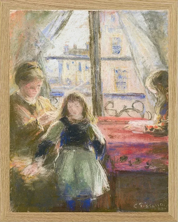 Camille Pissarro - Am Fenster 1878 | Giclée Kunstdruck gerahmt