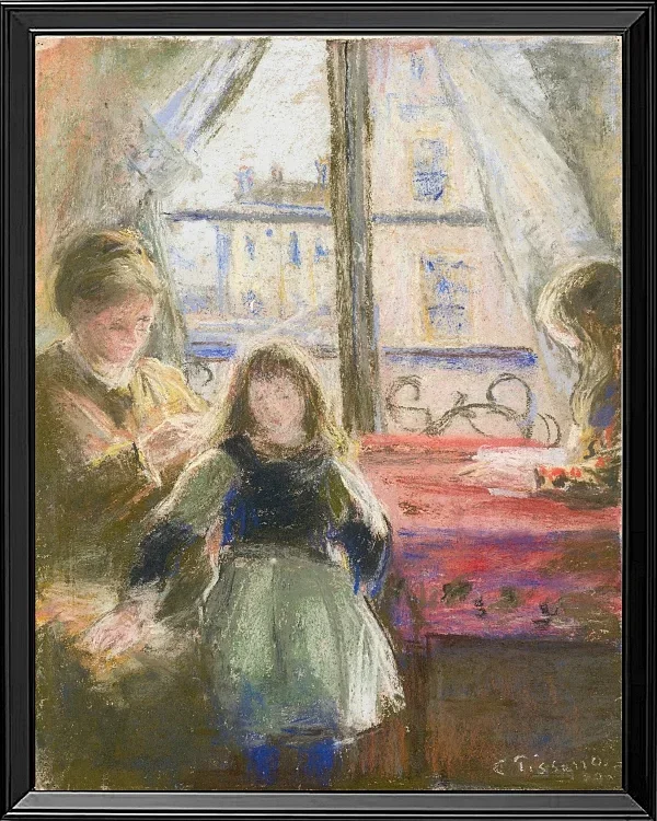 Camille Pissarro - Am Fenster 1878 | Giclée Kunstdruck gerahmt