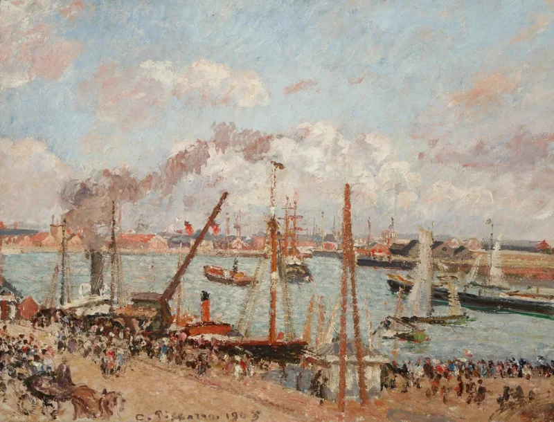 Camille Pissarro - Anse des Pilotes, Nachmittag, sonniges Wetter, Le Havre 1903 | Giclée Kunstdruck gerahmt