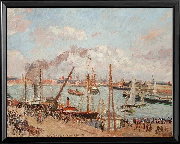 Camille Pissarro - Anse des Pilotes, Nachmittag, sonniges Wetter, Le Havre 1903 | Giclée Kunstdruck gerahmt