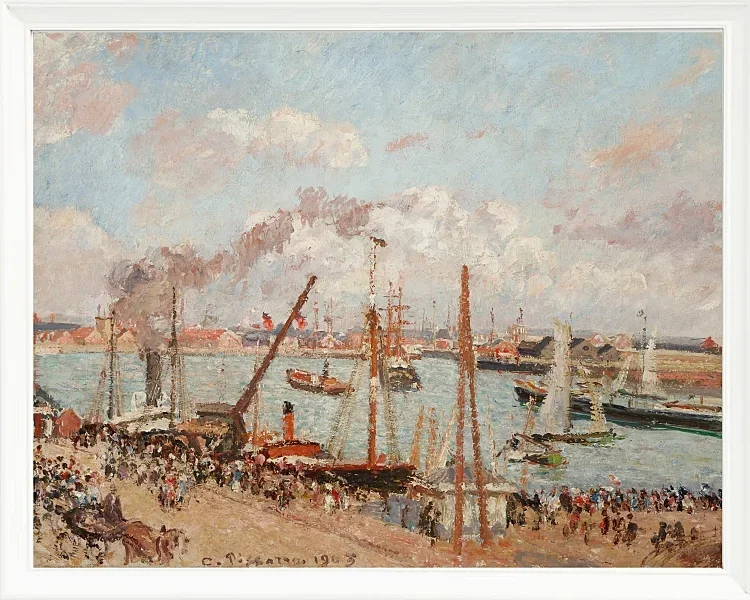 Camille Pissarro - Anse des Pilotes, Nachmittag, sonniges Wetter, Le Havre 1903 | Giclée Kunstdruck gerahmt