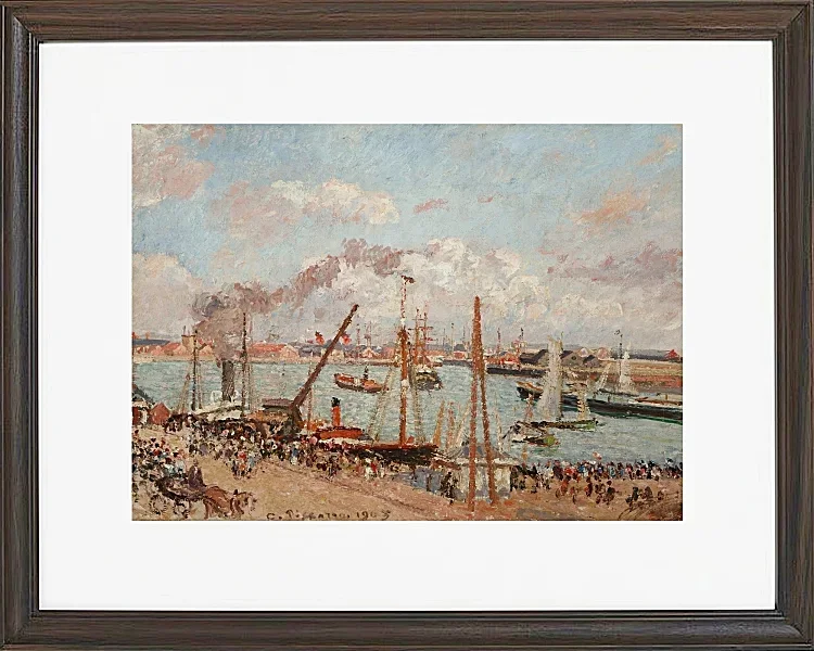 Camille Pissarro - Anse des Pilotes, Nachmittag, sonniges Wetter, Le Havre 1903 | Giclée Kunstdruck gerahmt