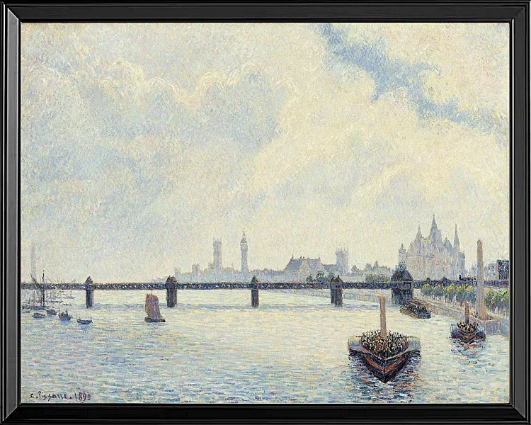 Camille Pissarro - Charing Cross Brücke, London 1890 | Giclée Kunstdruck gerahmt
