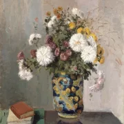 Camille Pissarro - Chrysanthemen in einer chinesischen Vase 1873 | Giclée Kunstdruck gerahmt