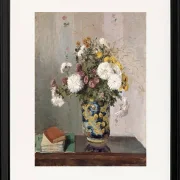 Camille Pissarro - Chrysanthemen in einer chinesischen Vase 1873 | Giclée Kunstdruck gerahmt