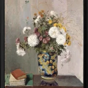 Camille Pissarro - Chrysanthemen in einer chinesischen Vase 1873 | Giclée Kunstdruck gerahmt