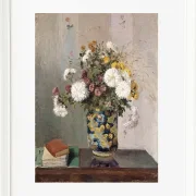 Camille Pissarro - Chrysanthemen in einer chinesischen Vase 1873 | Giclée Kunstdruck gerahmt