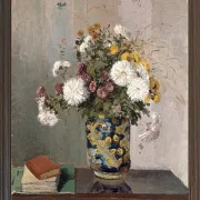 Camille Pissarro - Chrysanthemen in einer chinesischen Vase 1873 | Giclée Kunstdruck gerahmt
