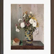 Camille Pissarro - Chrysanthemen in einer chinesischen Vase 1873 | Giclée Kunstdruck gerahmt