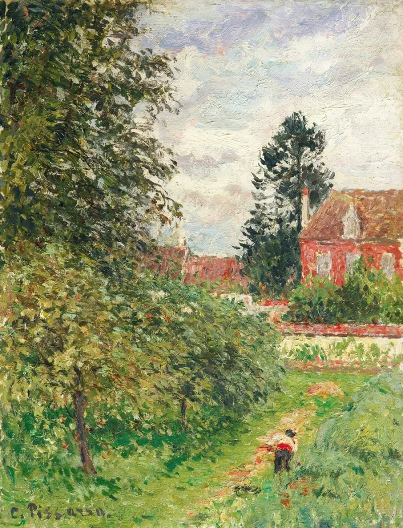 Camille Pissarro - Das Englische Haus, Éragny 1902 | Giclée Kunstdruck gerahmt