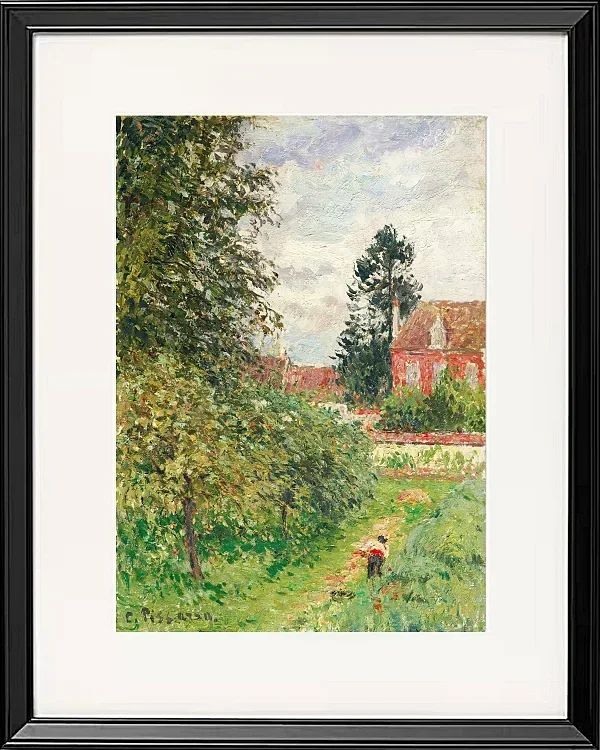 Camille Pissarro - Das Englische Haus, Éragny 1902 | Giclée Kunstdruck gerahmt