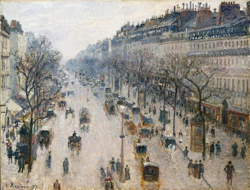 Camille Pissarro - Der Boulevard Montmartre an einem Wintermorgen 1897 | Giclée Kunstdruck gerahmt