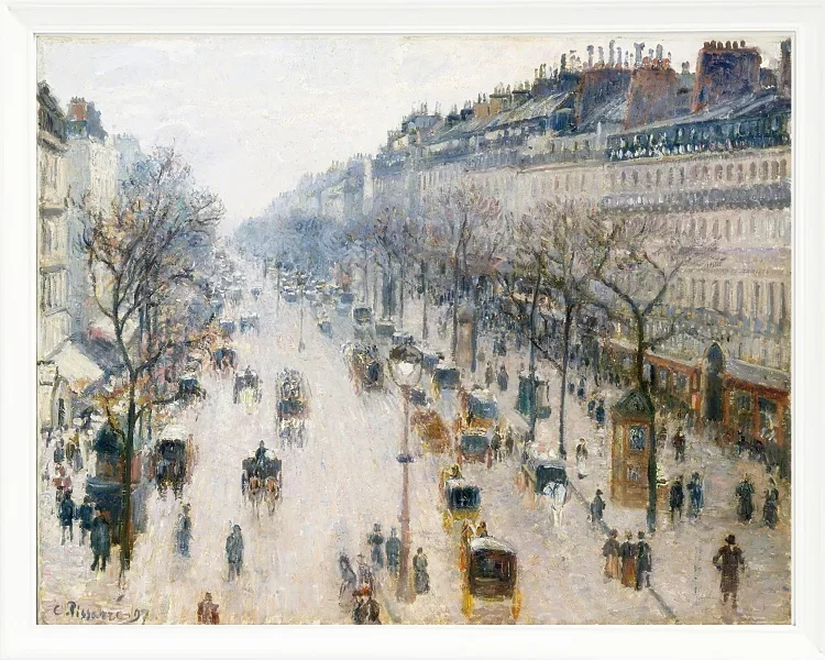 Camille Pissarro - Der Boulevard Montmartre an einem Wintermorgen 1897 | Giclée Kunstdruck gerahmt