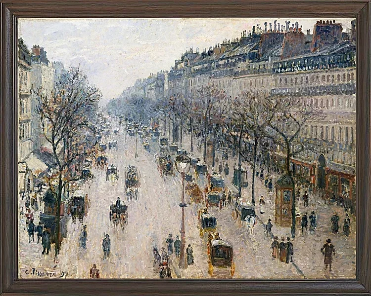 Camille Pissarro - Der Boulevard Montmartre an einem Wintermorgen 1897 | Giclée Kunstdruck gerahmt
