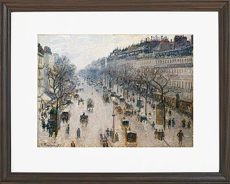 Camille Pissarro - Der Boulevard Montmartre an einem Wintermorgen 1897 | Giclée Kunstdruck gerahmt