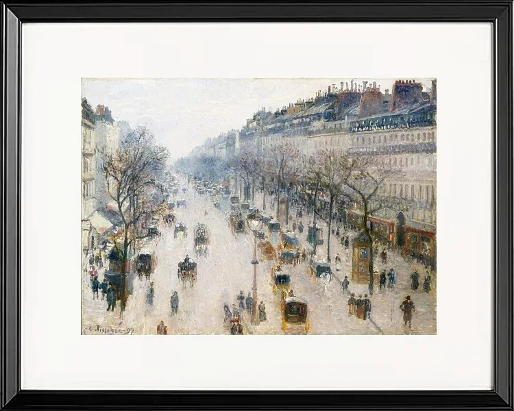 Camille Pissarro - Der Boulevard Montmartre an einem Wintermorgen 1897 | Giclée Kunstdruck gerahmt